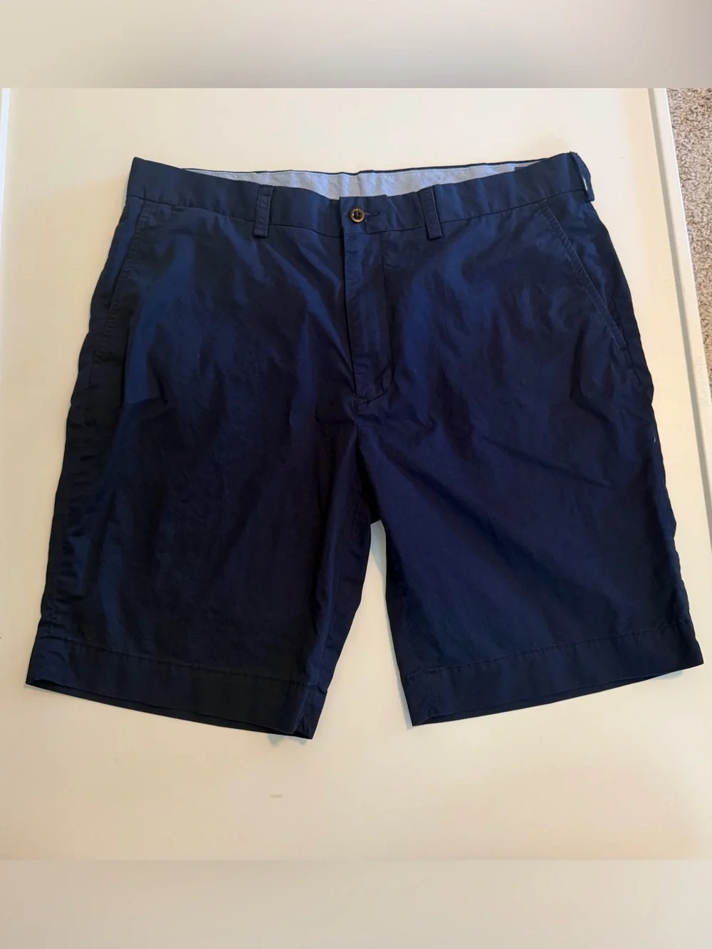 Polo Ralph Lauren Navy Flat-Front Men’s Cotton Golf Chino Shorts W35 10” Inseam